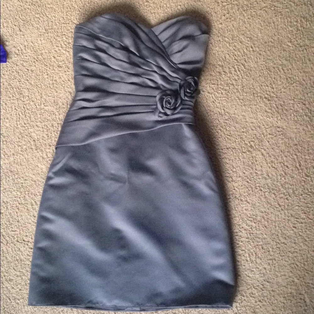 Gray Form Fitting Formal Dress